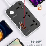 LDNIO Power Extension Socket (2500W, 3 Outlets, 3 USB QC3.0 + 20W Type-C PD) - image 5