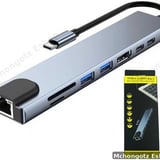 Type C 8 in 1 USB-C Hub Adapter (HDMI, 2 USB, RJ45, PD Charging, 2 USB C, TF/SD) - image 1