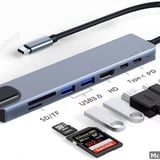 Type C 8 in 1 USB-C Hub Adapter (HDMI, 2 USB, RJ45, PD Charging, 2 USB C, TF/SD) - image 5