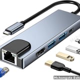 TPYE C 5 in 1 Multiport Hub Adapter (HDMI, RJ45, 2 3.0 USB, USB C ) - image 1