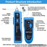 Cable Tracer Network Wire Tracker RJ45 RJ11 Tester with 2 Batteries UC-WT288 Cable Tracer Ethernet Network Cable Tester RJ45 RJ11 - Wire Toner Tracker CAT5 CAT6 Continuity Tester - Tone Generator - image 8