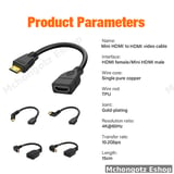mini hdmi | hdmi female extension cable 15cm 90 degree right left adapter 4K  OTG - image 7