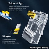 RJ45 Cat5e Pass Through Connectors 100 Pack for UTP Network Cable - image 5