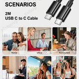 usb c | type c to type c cable 2M 240W black braided fast charging - image 3