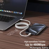 usb c | type c to type c cable 2M 240W white braided fast charging - image 5