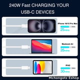 usb c | type c to type c cable 2M 240W white braided fast charging - image 7