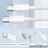 usb c | type c to type c cable 3M white slim braided fast charging - image 5