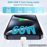 usb c | type c to type c cable 3M white slim braided fast charging - image 2