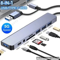 Type C / Usb 8 in 1 USB-C / USB-A Hub | USB 3.0 + USB 2.0 + SD/TF + Audio Adapter Price in Tanzania