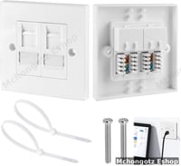 2 Port RJ45 Cat6 Ethernet Network Wall Plate Double Faceplate White