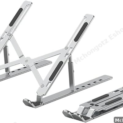 Adjustable Aluminum Laptop Stand with Storage Bag (10–15.6 Inch, Silver)