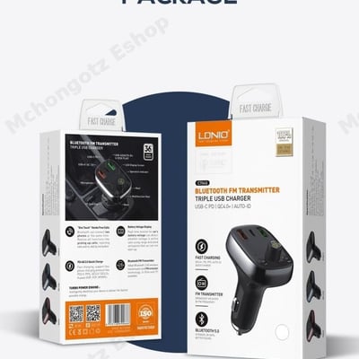 LDNIO C704Q 30W Car Charger FM Transmitter (Bluetooth 5.0, 3 USB, PD QC4+)