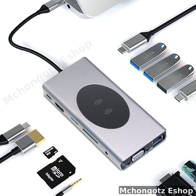 13-in-1 USB-C Hub Multiport Adapter | 4K HDMI | VGA | Ethernet | Wireless Charging Price in Tanzania