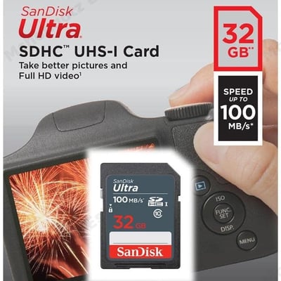 SanDisk Ultra 32GB SDHC Memory Card | 100MB/s | Camera & Device Storage Price in Tanzania
