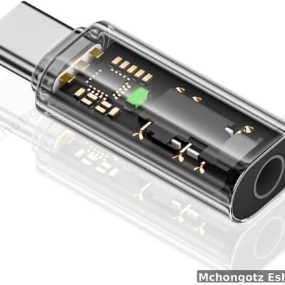 TYPE C to Audio Port 3.5mm Female Headphone Jack Adapter (Aux Audio Converter, Transparent Design)