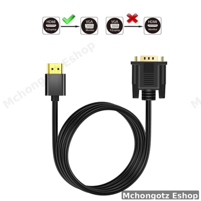 HDMI to VGA Cable 1.8M | Active 1080P Male-to-Male Display Converter Cable Price in Tanzania