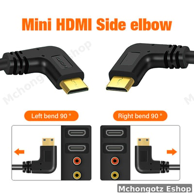 mini hdmi | hdmi female extension cable 15cm 90 degree right left adapter 4K