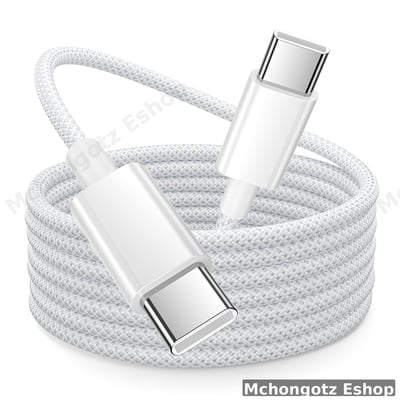 usb c | type c to type c cable 3M white slim braided fast charging