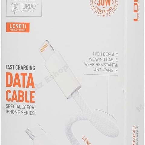 LDNIO USB-C to Lightning Fast Charging Cable LC901I (30W PD, 1M)