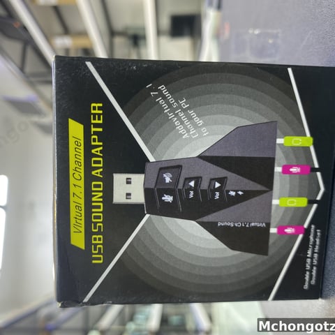USB Sound Adapter Virtual 7.1 (Dual Headset & Microphone Ports, Black)