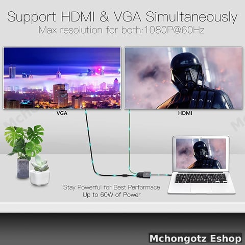 Type C 4 in 1 Multiport Adapter | HDMI + VGA + USB 3.0 + PD Charging Price in Tanzania
