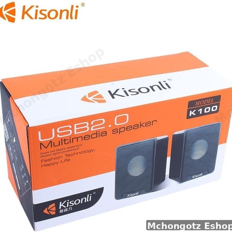 Kisonli K100 USB Laptop Speakers (2 Pieces, Black)