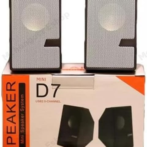 Mini D7 Multimedia USB Speakers (2.0 Channel, 2 Pieces, Black)