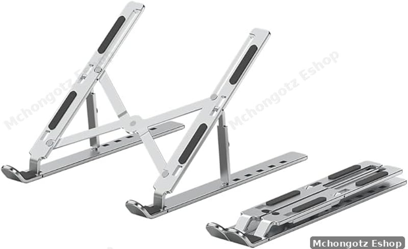 Adjustable Aluminum Laptop Stand with Storage Bag (10–15.6 Inch, Silver)