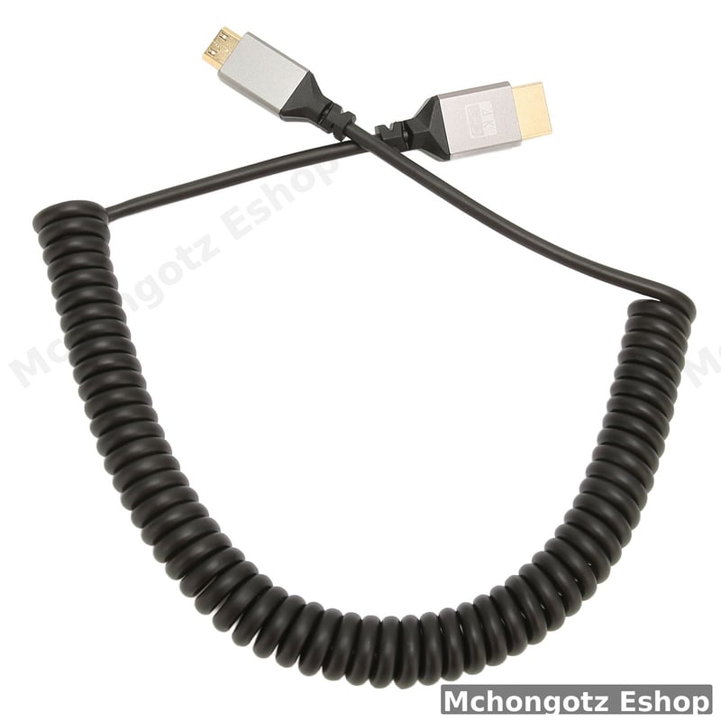 Mini HDMI to HDMI Coiled Cable | 4K 60Hz Stretchable Camera Cable | flexible Cable Price in Tanzania