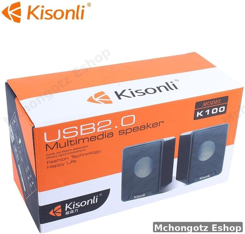 Kisonli K100 USB Laptop Speakers (2 Pieces, Black)