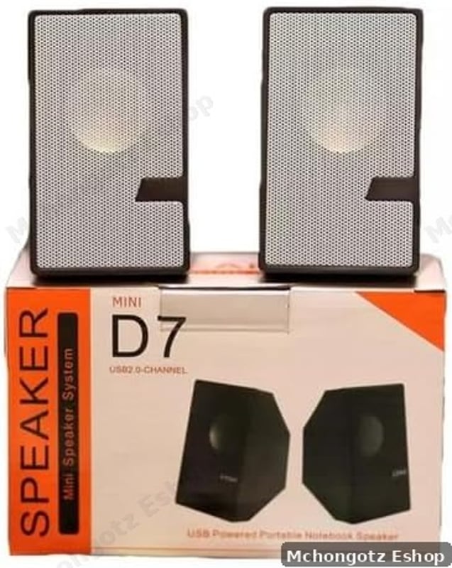 Mini D7 Multimedia USB Speakers (2.0 Channel, 2 Pieces, Black)