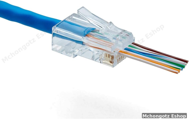 RJ45 Cat5e Pass Through Connectors 100 Pack for UTP Network Cable