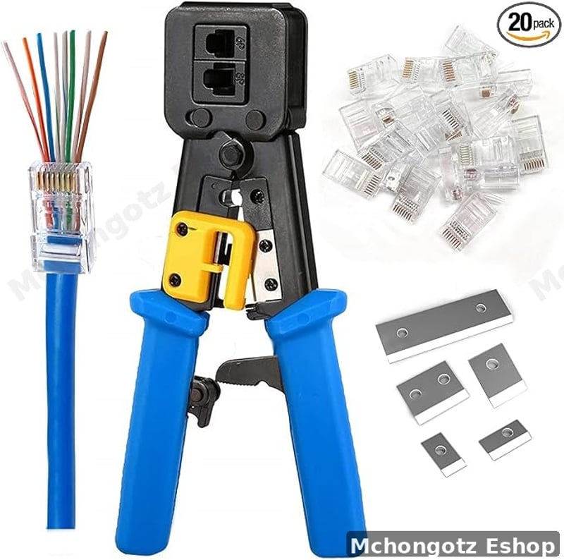 RJ45 EZ Pass Through Crimping Tool for Network Cable