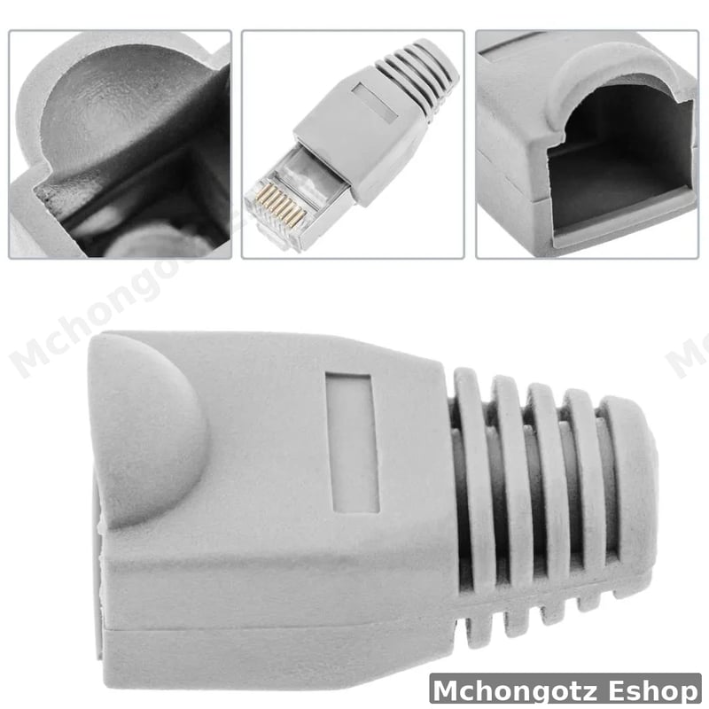 RJ45 Rubber Boots 1000 Pack for Cat5e Cat6 Ethernet Cable Connector Caps White and Grey