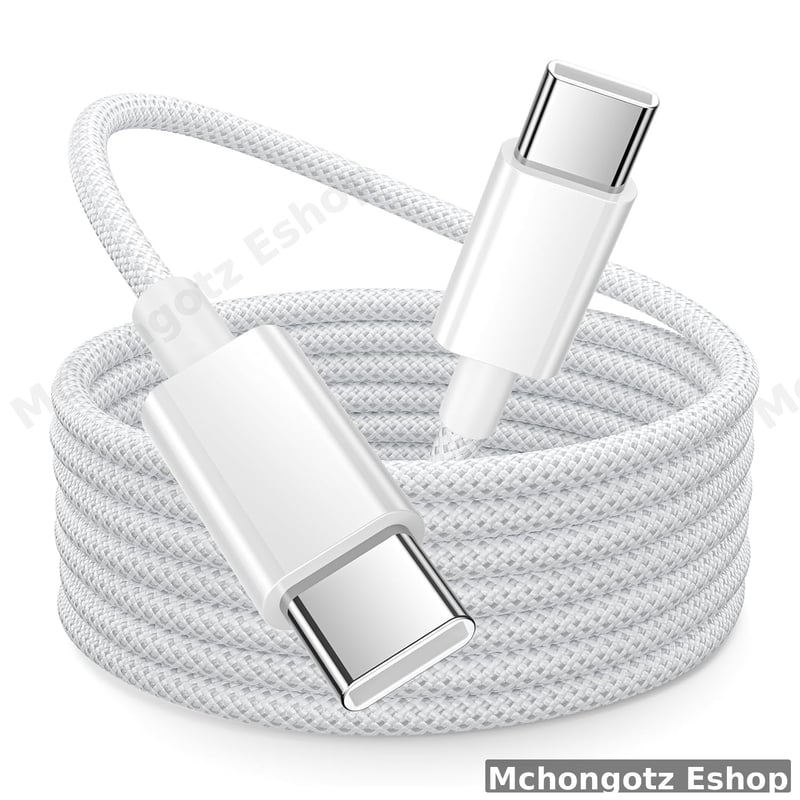 usb c | type c to type c cable 3M white slim braided fast charging