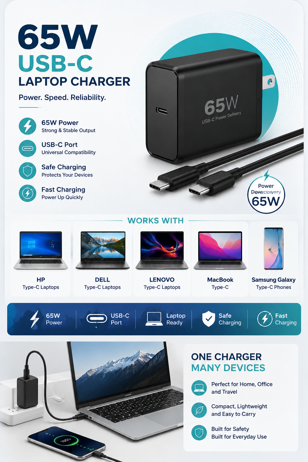 65W USB-C Laptop Charger in Tanzania: Best Charger for HP, Dell, Lenovo, MacBook and Type-C Laptops