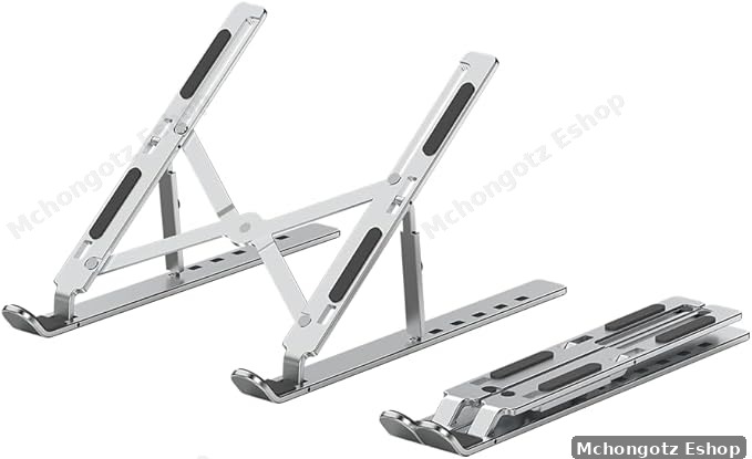Adjustable Aluminum Laptop Stand with Storage Bag (10–15.6 Inch, Silver)