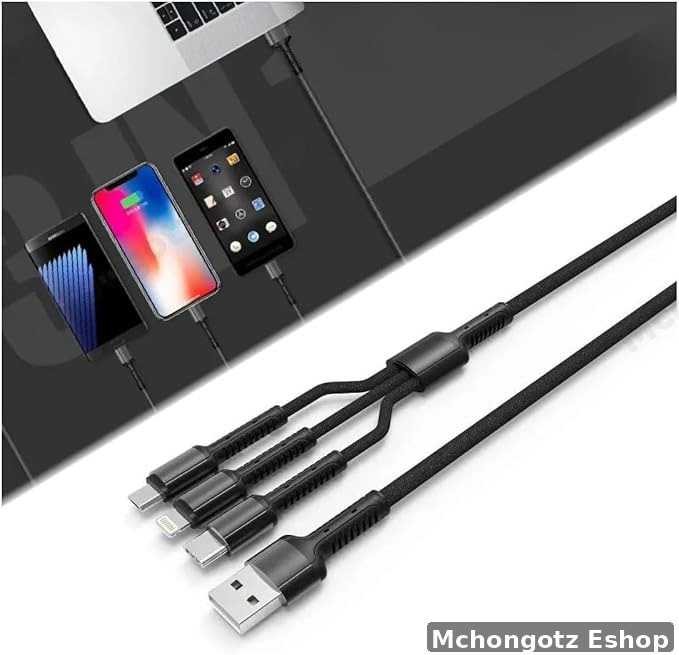 LDNIO 3-in-1 Fast Charging Cable LC93AIO (Lightning/Type-C/Micro, 1.2m)