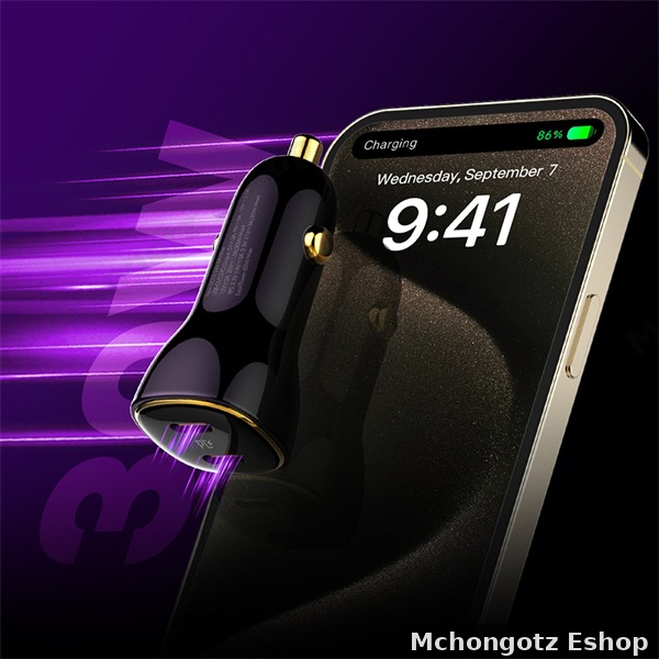 LDNIO 60W Dual USB-C Fast Car Charger C104 (PD + PPS, 30W + 30W)