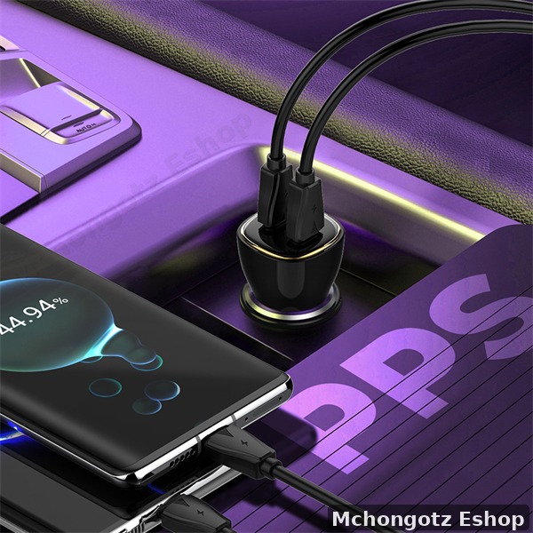 LDNIO 60W Dual USB-C Fast Car Charger C104 (PD + PPS, 30W + 30W)