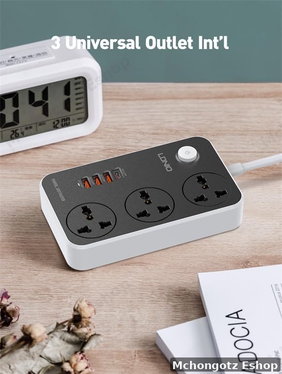 LDNIO Power Extension Socket (2500W, 3 Outlets, 3 USB QC3.0 + 20W Type-C PD)