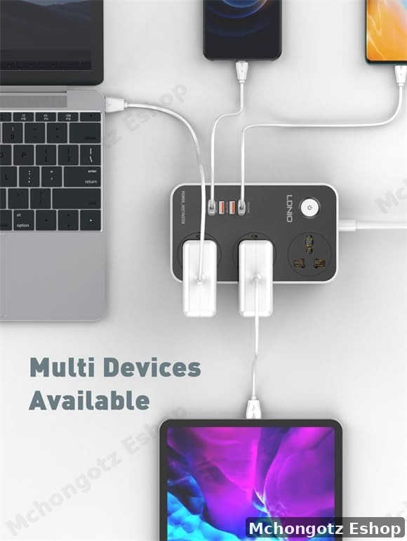 LDNIO Power Extension Socket (2500W, 3 Outlets, 3 USB QC3.0 + 20W Type-C PD)