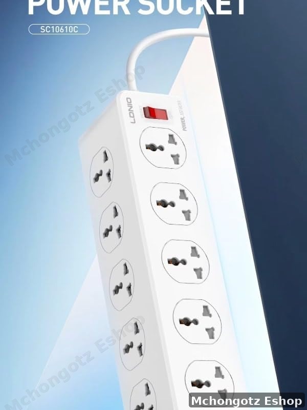 LDNIO SC10610 Power Extension Socket (2500W, 10 Outlets, 5 USB + Type-C PD)
