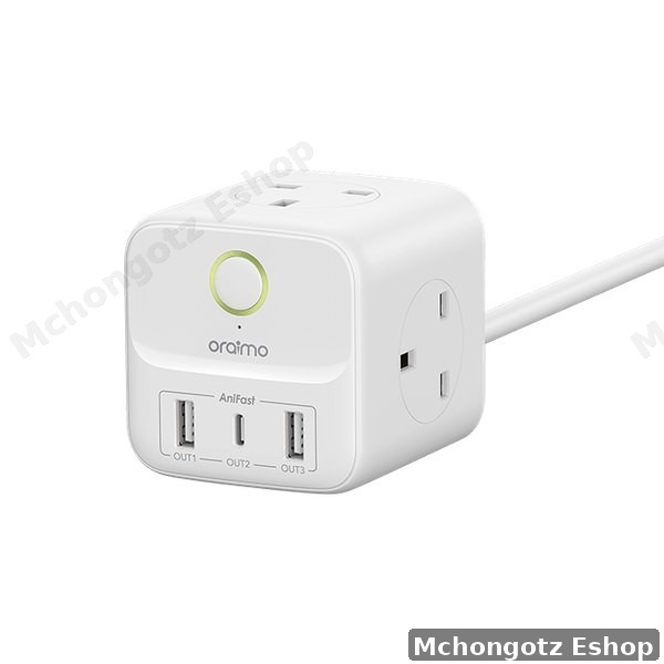 Oraimo PowerHub C 6-in-1 Power Expansion Cube (OWS-U342, 3 AC + USB + Type-C)