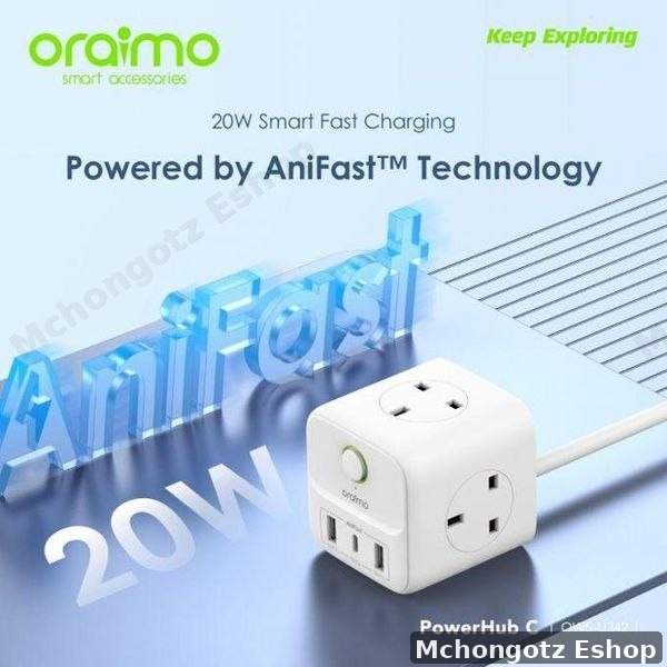 Oraimo PowerHub C 6-in-1 Power Expansion Cube (OWS-U342, 3 AC + USB + Type-C)