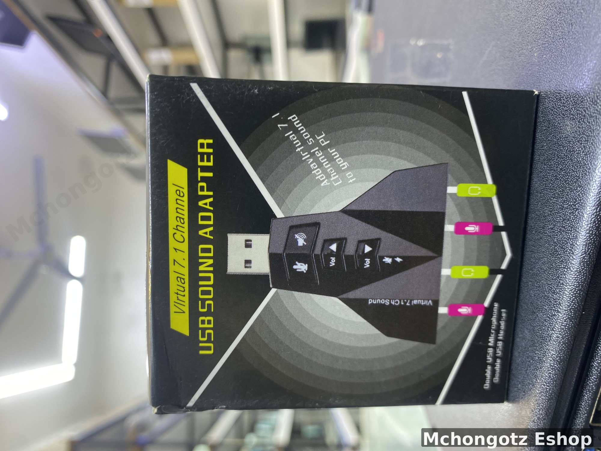 USB Sound Adapter Virtual 7.1 (Dual Headset & Microphone Ports, Black)