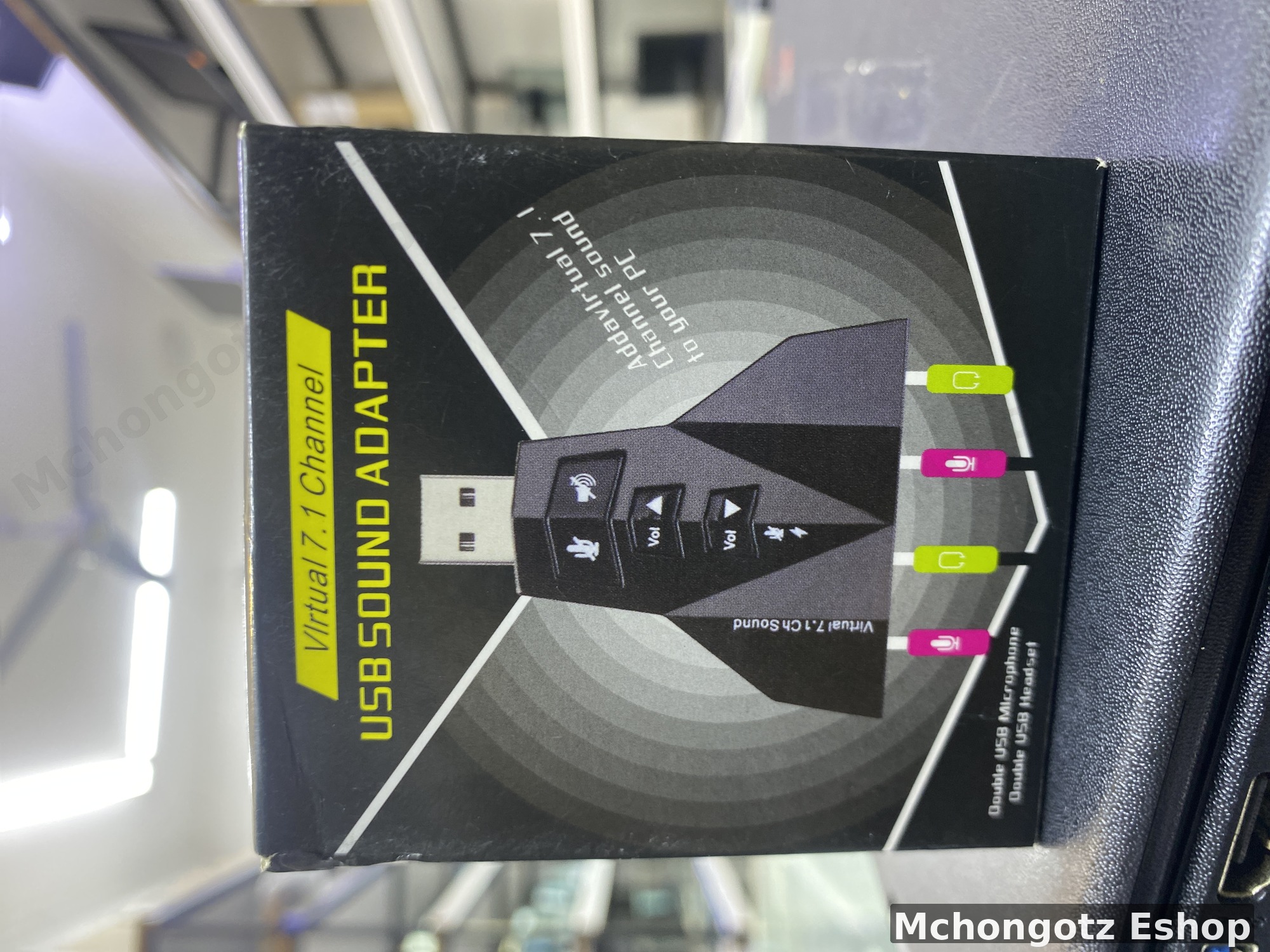 USB Sound Adapter Virtual 7.1 (Dual Headset & Microphone Ports, Black)