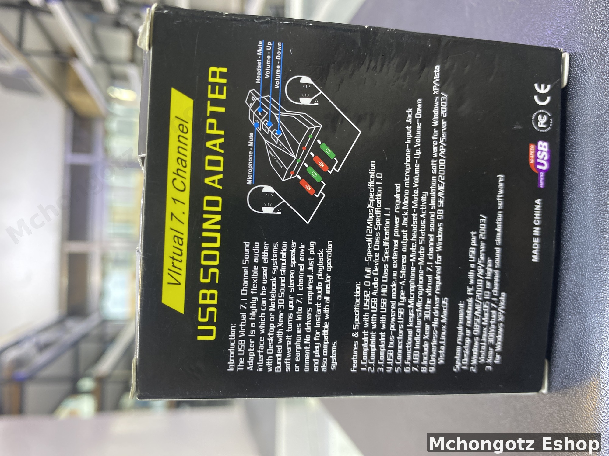 USB Sound Adapter Virtual 7.1 (Dual Headset & Microphone Ports, Black)