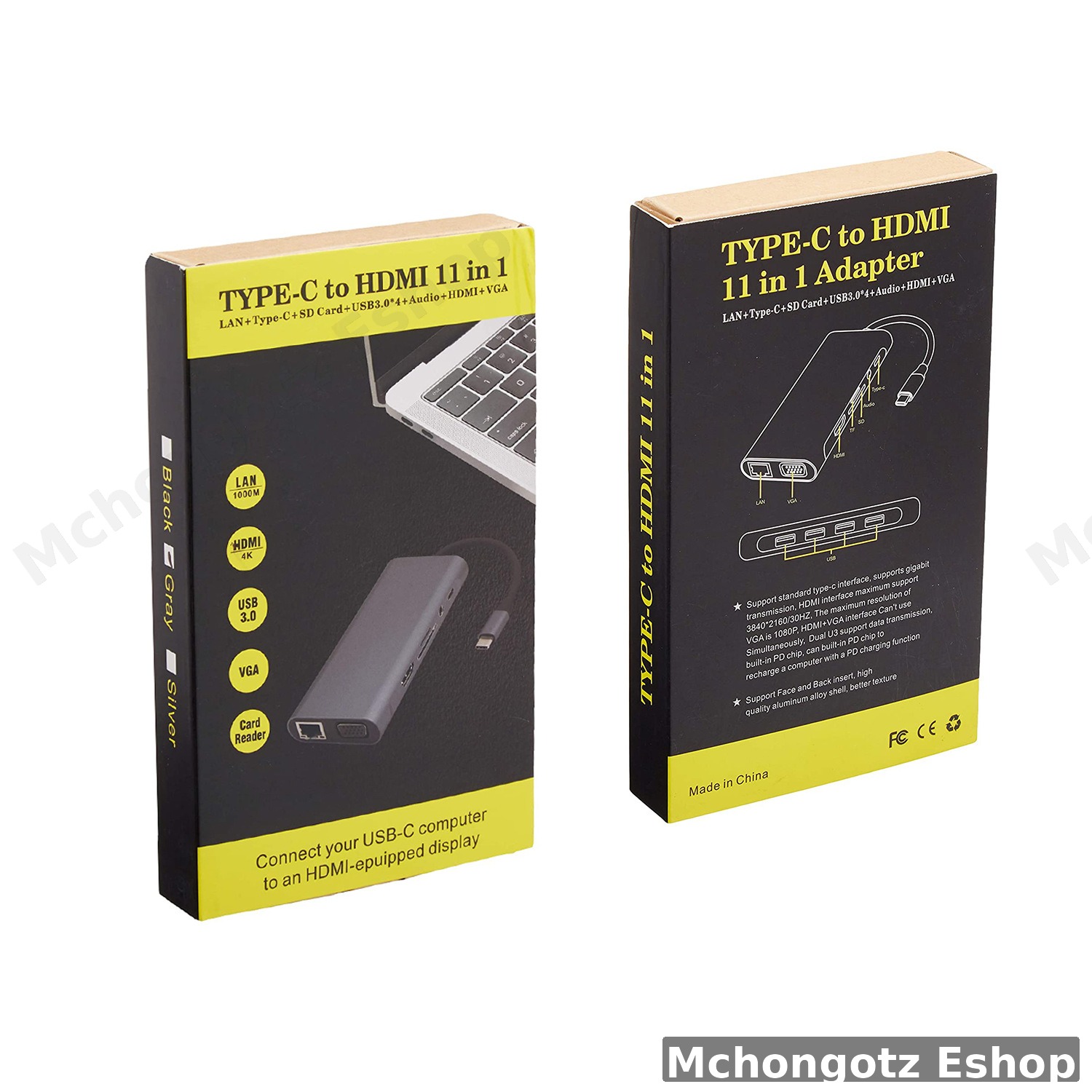 TYPE C 11 in 1 Hub Adapter (HDMI, VGA, LAN, USB 3.0, SD Card, Audio)