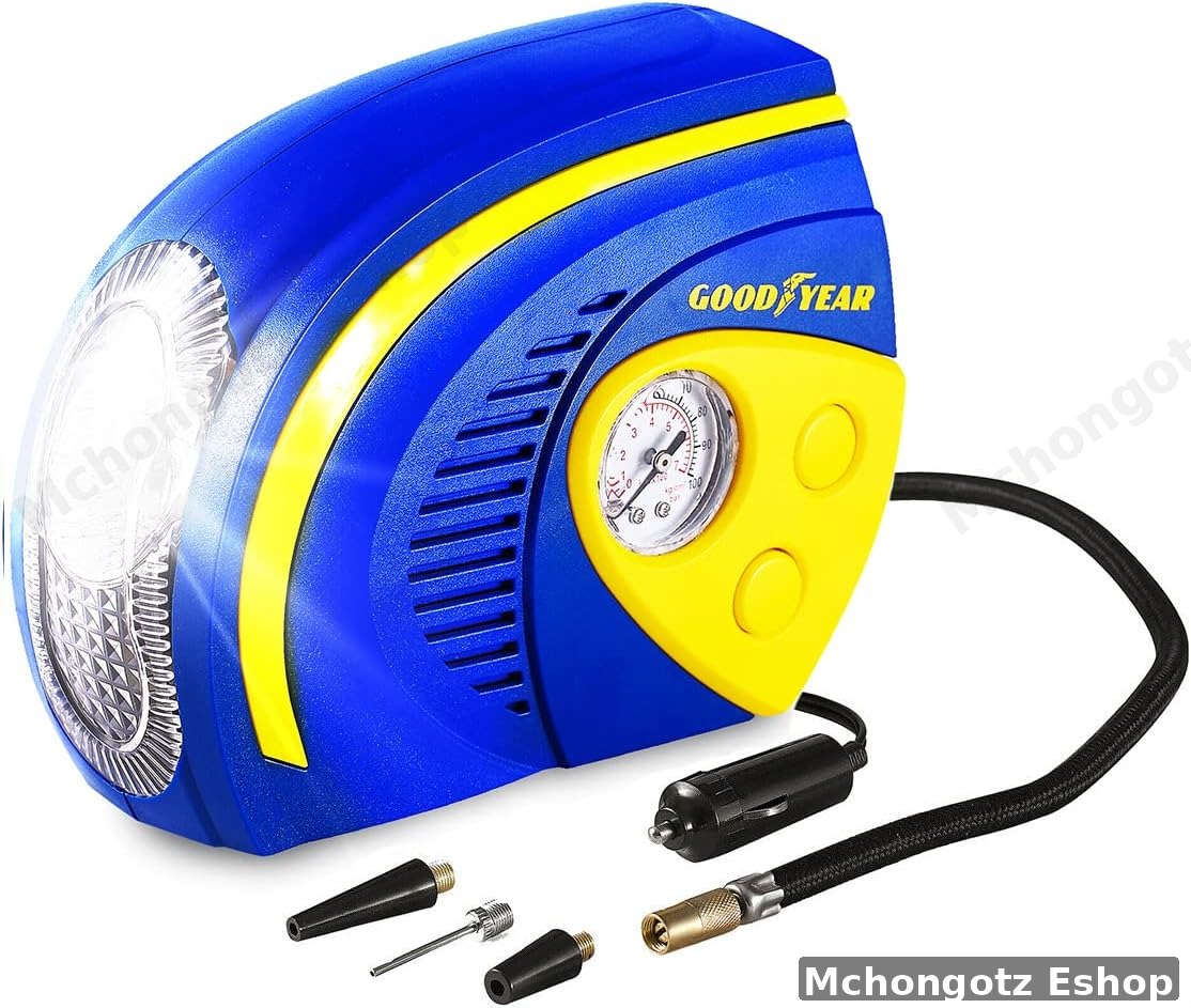 12V AIR COMPRESSOR WITH LIGTH | Goodyear 12V Car Tyre Inflator Air Compressor with LED Light